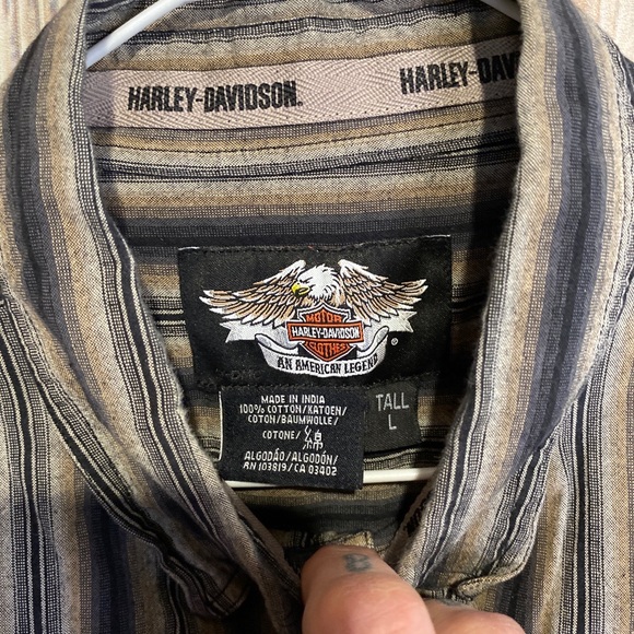 Harley Davidson Shirt Button Up Mens Large Tall. Striped Nice Preowned. - Picture 6 of 10